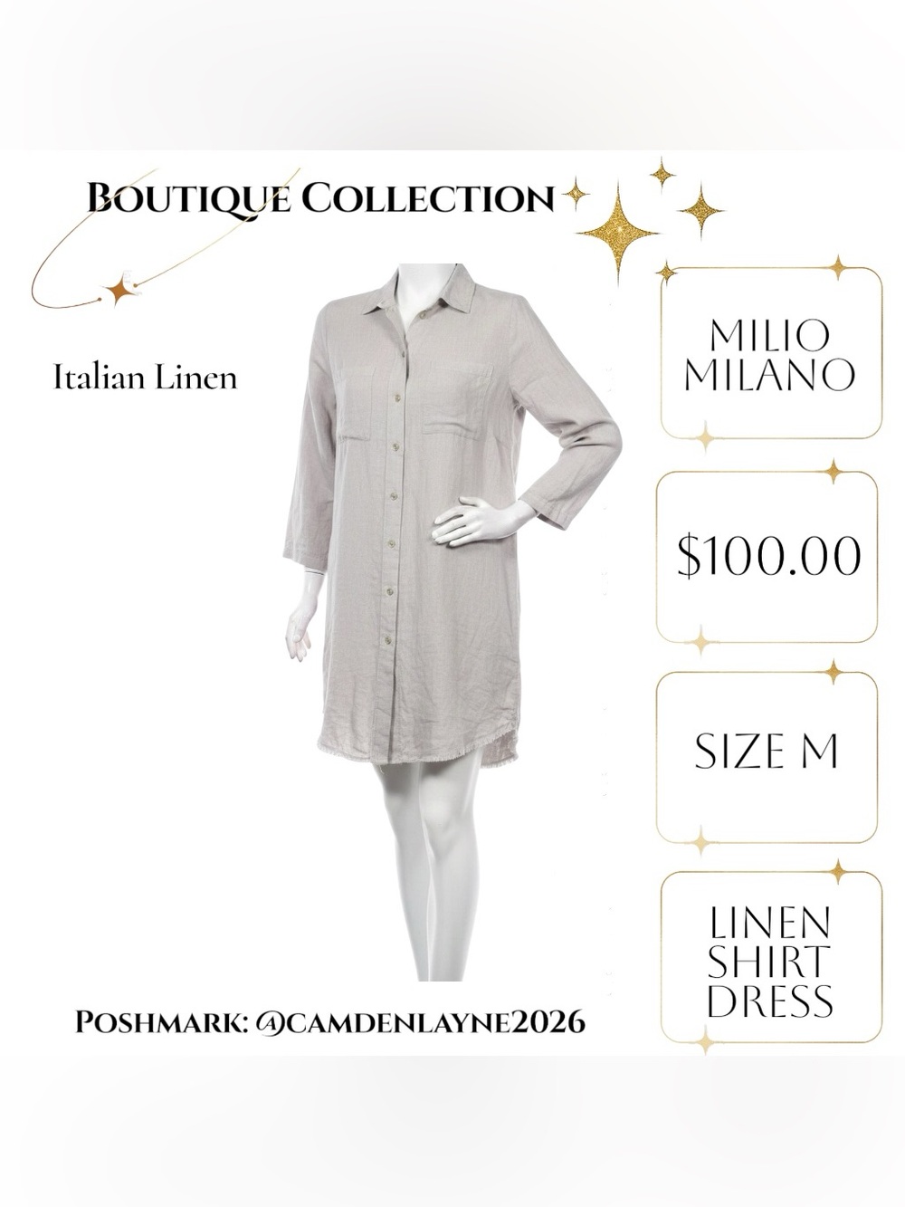 Light Gray Button-Front Mini Shirt Dress - Picture 8 of 11